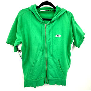 Tommy Hilfiger Vintage Track Jacket Women's Green Short Sleeve Hoodie Athletic